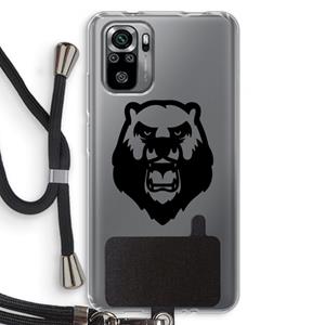 CaseCompany Angry Bear (black): Xiaomi Redmi Note 10S Transparant Hoesje met koord