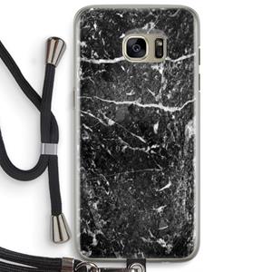 CaseCompany Zwart marmer: Samsung Galaxy S7 Edge Transparant Hoesje met koord