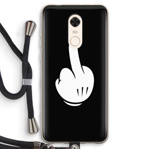 CaseCompany Middle finger black: Xiaomi Redmi 5 Transparant Hoesje met koord