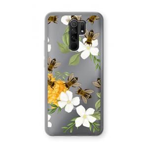 CaseCompany No flowers without bees: Xiaomi Redmi 9 Transparant Hoesje