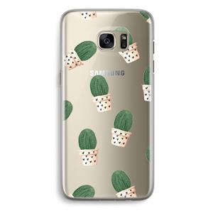 CaseCompany Cactusprint roze: Samsung Galaxy S7 Edge Transparant Hoesje