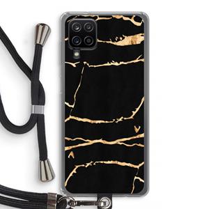 CaseCompany Gouden marmer: Samsung Galaxy A12 Transparant Hoesje met koord