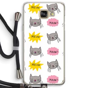 CaseCompany Meow: Samsung Galaxy A5 (2016) Transparant Hoesje met koord