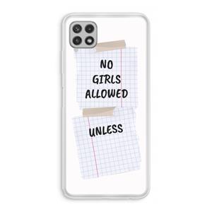 CaseCompany No Girls Allowed Unless: Samsung Galaxy A22 4G Transparant Hoesje