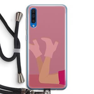 CaseCompany Pink boots: Samsung Galaxy A50 Transparant Hoesje met koord