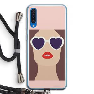 CaseCompany Red lips: Samsung Galaxy A50 Transparant Hoesje met koord