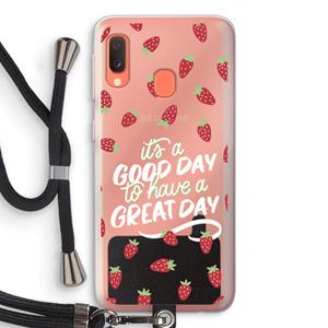 CaseCompany Don't forget to have a great day: Samsung Galaxy A20e Transparant Hoesje met koord