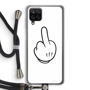 CaseCompany Middle finger white: Samsung Galaxy A12 Transparant Hoesje met koord