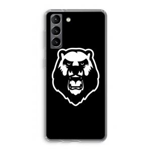 CaseCompany Angry Bear (black): Samsung Galaxy S21 Transparant Hoesje