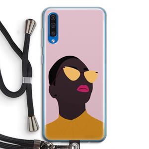 CaseCompany Yellow glasses: Samsung Galaxy A50 Transparant Hoesje met koord