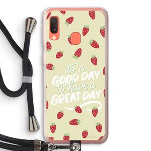 CaseCompany Don't forget to have a great day: Samsung Galaxy A20e Transparant Hoesje met koord