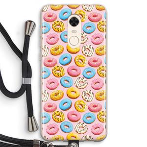 CaseCompany Pink donuts: Xiaomi Redmi 5 Transparant Hoesje met koord