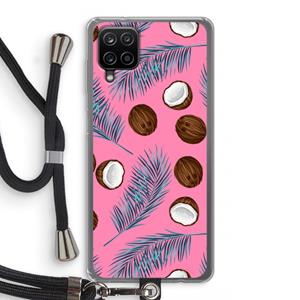 CaseCompany Kokosnoot roze: Samsung Galaxy A12 Transparant Hoesje met koord