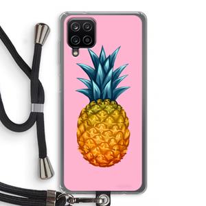 CaseCompany Grote ananas: Samsung Galaxy A12 Transparant Hoesje met koord