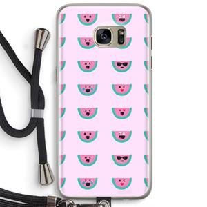 CaseCompany Smiley watermeloenprint: Samsung Galaxy S7 Edge Transparant Hoesje met koord