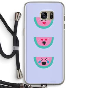 CaseCompany Smiley watermeloen: Samsung Galaxy S7 Edge Transparant Hoesje met koord