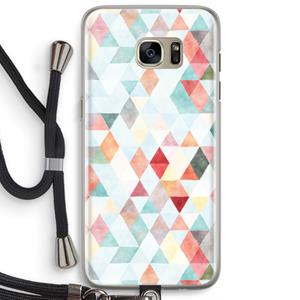 CaseCompany Gekleurde driehoekjes pastel: Samsung Galaxy S7 Edge Transparant Hoesje met koord