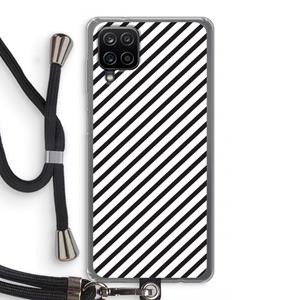 CaseCompany Strepen zwart-wit: Samsung Galaxy A12 Transparant Hoesje met koord