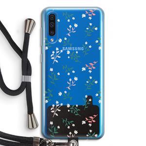 CaseCompany Small white flowers: Samsung Galaxy A50 Transparant Hoesje met koord
