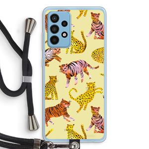 CaseCompany Cute Tigers and Leopards: Samsung Galaxy A52 Transparant Hoesje met koord