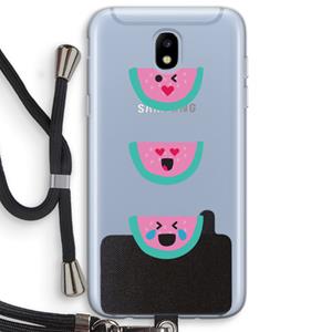 CaseCompany Smiley watermeloen: Samsung Galaxy J5 (2017) Transparant Hoesje met koord