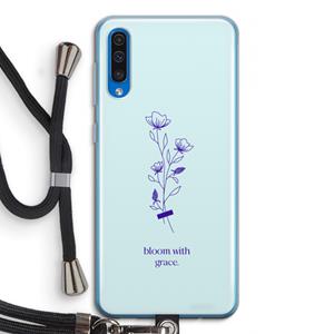 CaseCompany Bloom with grace: Samsung Galaxy A50 Transparant Hoesje met koord