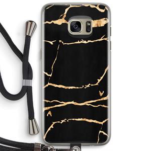 CaseCompany Gouden marmer: Samsung Galaxy S7 Edge Transparant Hoesje met koord