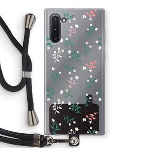 CaseCompany Small white flowers: Samsung Galaxy Note 10 Transparant Hoesje met koord