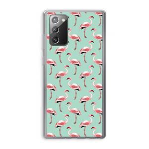 CaseCompany Flamingoprint groen: Samsung Galaxy Note 20 / Note 20 5G Transparant Hoesje
