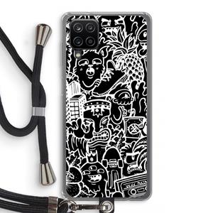CaseCompany Vexx Black Mixtape: Samsung Galaxy A12 Transparant Hoesje met koord