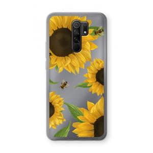 CaseCompany Sunflower and bees: Xiaomi Redmi 9 Transparant Hoesje