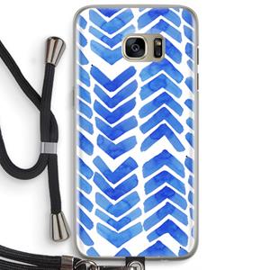 CaseCompany Blauwe pijlen: Samsung Galaxy S7 Edge Transparant Hoesje met koord