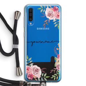 CaseCompany Rozen: Samsung Galaxy A50 Transparant Hoesje met koord
