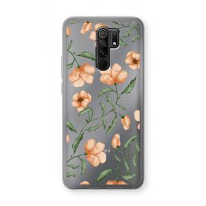 CaseCompany Peachy flowers: Xiaomi Redmi 9 Transparant Hoesje