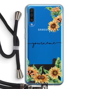 CaseCompany Zonnebloemen: Samsung Galaxy A50 Transparant Hoesje met koord