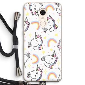 CaseCompany Rainbow Unicorn: Xiaomi Redmi 5 Transparant Hoesje met koord