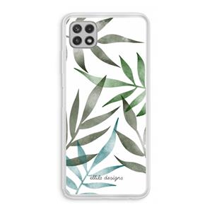 CaseCompany Tropical watercolor leaves: Samsung Galaxy A22 4G Transparant Hoesje