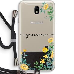 CaseCompany Gele bloemen: Samsung Galaxy J7 (2017) Transparant Hoesje met koord