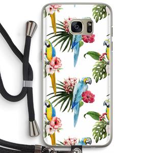 CaseCompany Kleurrijke papegaaien: Samsung Galaxy S7 Edge Transparant Hoesje met koord