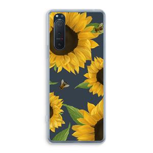 CaseCompany Sunflower and bees: Sony Xperia 5 II Transparant Hoesje