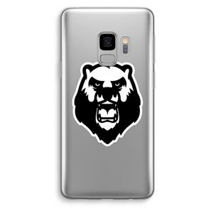 CaseCompany Angry Bear (white): Samsung Galaxy S9 Transparant Hoesje