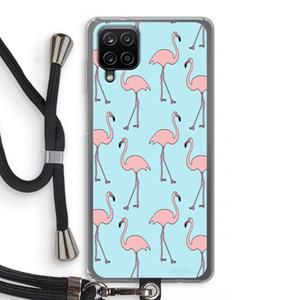 CaseCompany Anything Flamingoes: Samsung Galaxy A12 Transparant Hoesje met koord