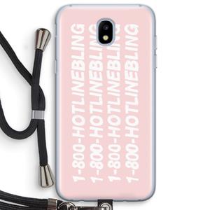 CaseCompany Hotline bling pink: Samsung Galaxy J5 (2017) Transparant Hoesje met koord