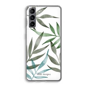 CaseCompany Tropical watercolor leaves: Samsung Galaxy S21 Transparant Hoesje