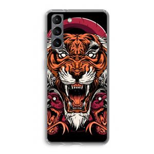 CaseCompany Tiger and Rattlesnakes: Samsung Galaxy S21 Transparant Hoesje