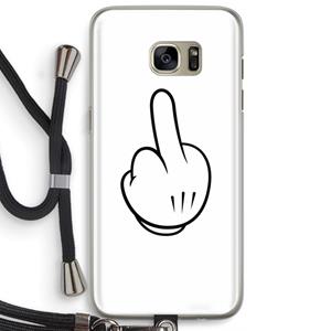 CaseCompany Middle finger white: Samsung Galaxy S7 Edge Transparant Hoesje met koord