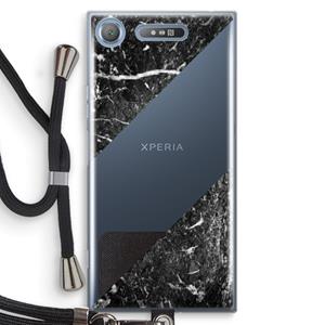 CaseCompany Zwart marmer: Sony Xperia XZ1 Transparant Hoesje met koord