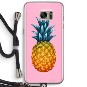 CaseCompany Grote ananas: Samsung Galaxy S7 Edge Transparant Hoesje met koord