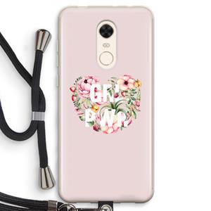 CaseCompany GRL PWR Flower: Xiaomi Redmi 5 Transparant Hoesje met koord