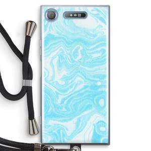 CaseCompany Waterverf blauw: Sony Xperia XZ1 Transparant Hoesje met koord